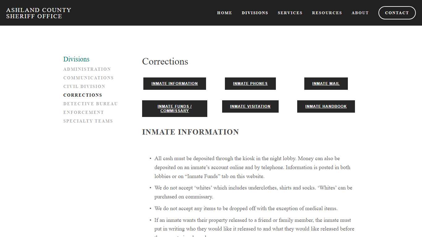 Corrections — Ashland County Sheriff Office