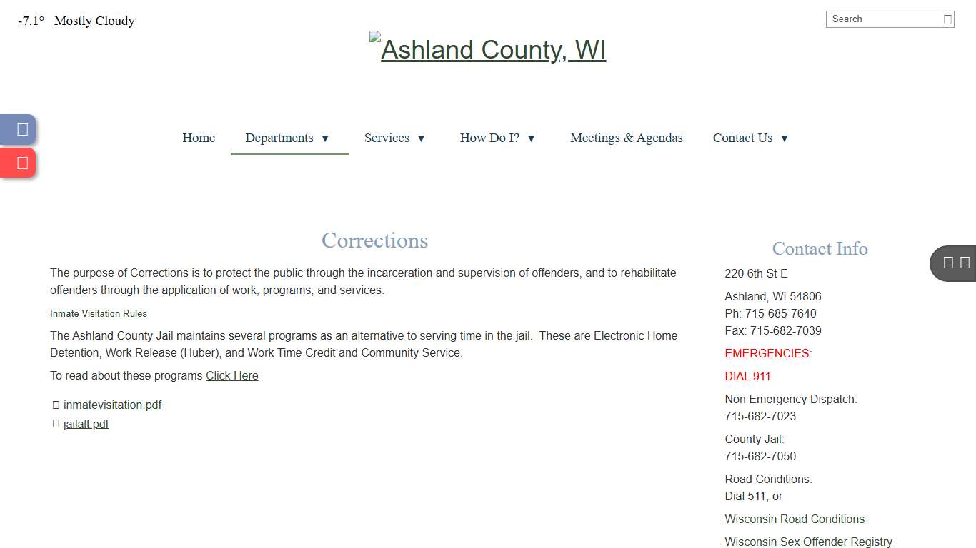 Corrections - Ashland County, WI